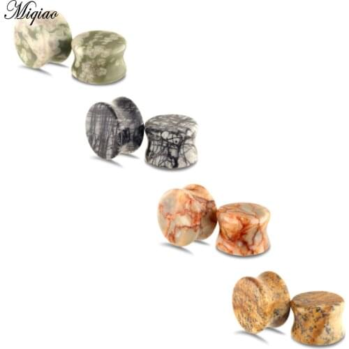 Miqiao 2 Pcs European and American Human Body Piercing Jewelry Double Horn Auricle Ear Expander Plugs and Tunnels Earrings