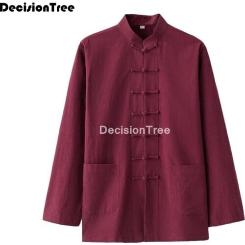 2021 chinese style t shirt casual streetwear linen cotton loose blouse traditional kungfu outfit hanfu coats wushu tops