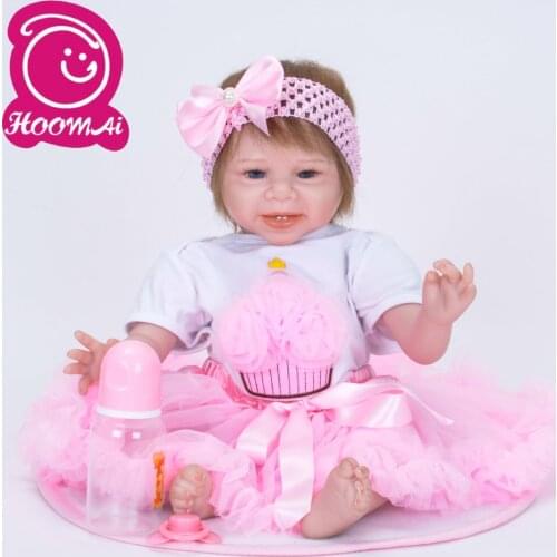 22" Soft Silicone Cloth Body Realistic Baby Lifelike Bebe Reborn Baby Doll Toy Doll For Toddler Birthday Gift Kid Playmate 55CM