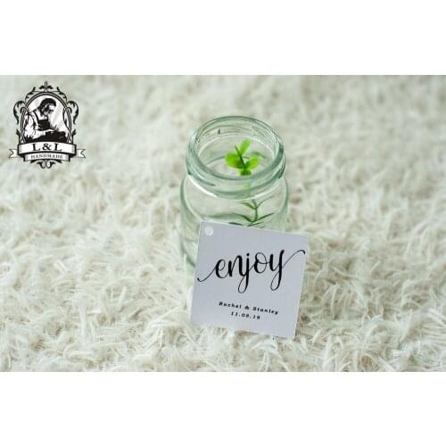 #39 200 pcs 5x5cm square kraft/white paper label wedding favor tags attend a wedding Label customization