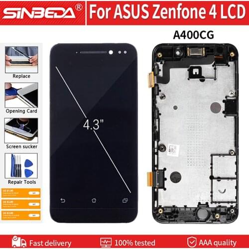 4.0" Original For ASUS Zenfone 4 A400CG LCD Display Touch Screen with Frame Digitizer Assembly For ASUS A400CG Zenfone4 LCD