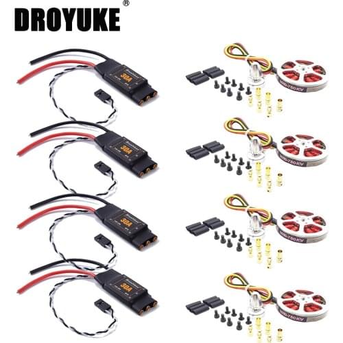High quality 4Pcs 5010 360KV/750kv High Torque Brushless Motors + 4Pcs Brushess 30A ESC OPTO 2-6S for F550 ZD550 ZD850
