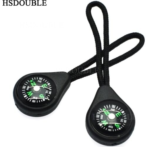 5pcs/pack Compass Zipper Pull With Strap For Backpack Gym Suit Garment Accessories Black