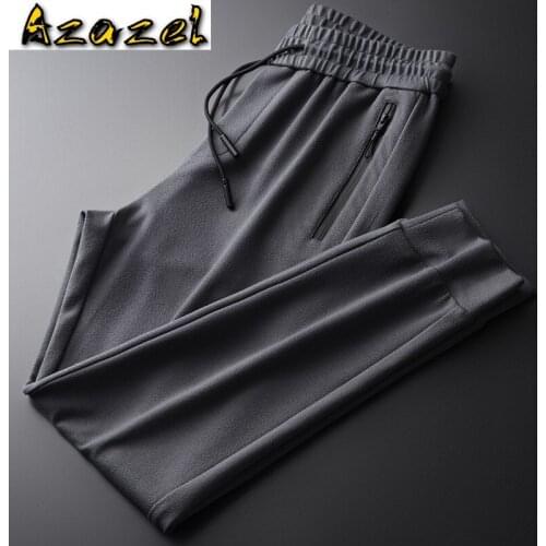 Azazel Grey Male Pants High Quality Autumn Drawstring Casual Mens Trousers Fashion Slim Fit Elastic Waist Sport Man Pants 4XL