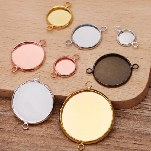 30pcs Cabochon Base Tray Bezel Bracelet Necklace DIY Blank Charms Pendant Setting Fit 8 10 12 14 16mm Jewelry Making Accessories