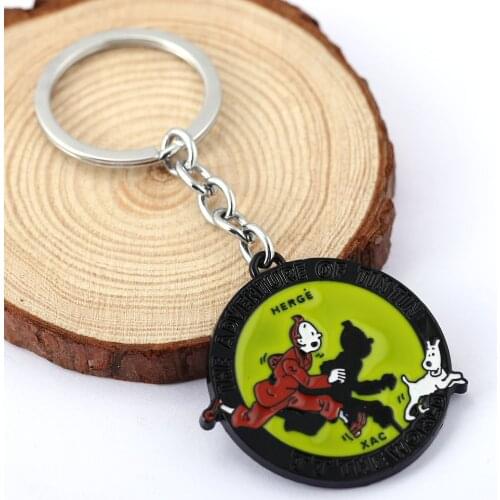 HSIC JEWELRY The Adventures of Tintin Metal Keychains Pendant Key Chain Key Ring Car Keychain Jewelry Game Key Holder HC11288