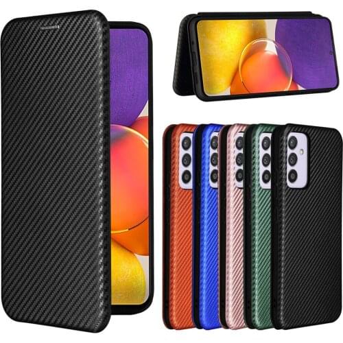 For Samsung Galaxy A82 5G Case Luxury Flip Carbon Fiber Skin Magnetic Adsorption Case For Samsung Quantum 2 5G Phone Bag