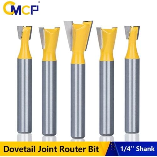 CMCP 1/4 Shank Dovetail Joint Router Bit 1/4''-7/8'' Woodwork Engraving Bit Milling Cutter for Wood Cut Woodworking Toos