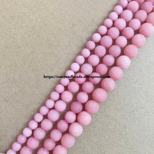 Natural Stone Matte Rhodonite Color Jade Round Loose Beads 15" Strand 4 6 8 10 12MM Pick Size For Jewelry Making DIY
