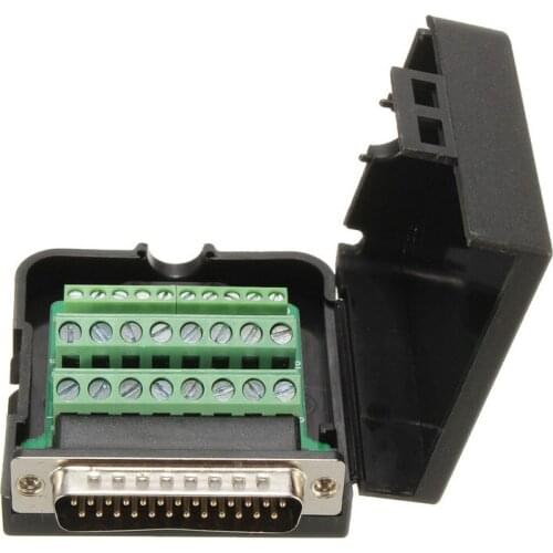DB25 D-Sub Male 25 Pins Connector Terminals Screw Type Cable Plug Cover Solderless Connector Module Electrical Equipment
