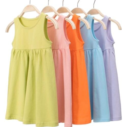 Girls Sleeveless Dresses Cotton Clothes Kids Summer Princess Dress Children Party Ball Pageant Outfit 1-7 Years Baby New 2020
