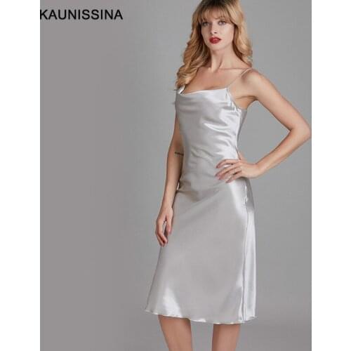 Long Nightgown Women Nightwear Dress Spaghetti Strap Dress V-Neck Nightdress Sleepwear Ladies Lingerie Sexy Silk Nightdress