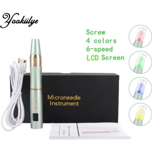 Electric Microneedling Pen Wireless Derma Pen Remove Scars Skin Rejuvenation Beauty Instrument LCD Screen 6-speed Derma Rolling