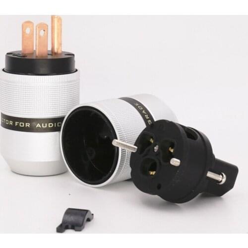 Hi-end 1 pair US AC Power Plug HIFI Audio Grade Copper US plug & IEC DIY Power Cord Cable