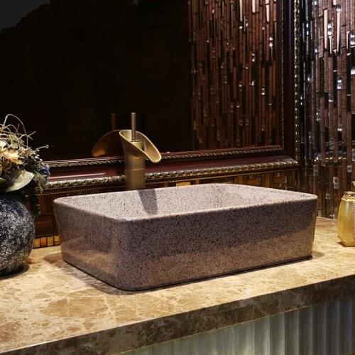 Peony China Vintage Style Ceramic Art Basin Sink Counter Top Bathroom Sink ceramic hand wash basin bathroom sinks rectangle
