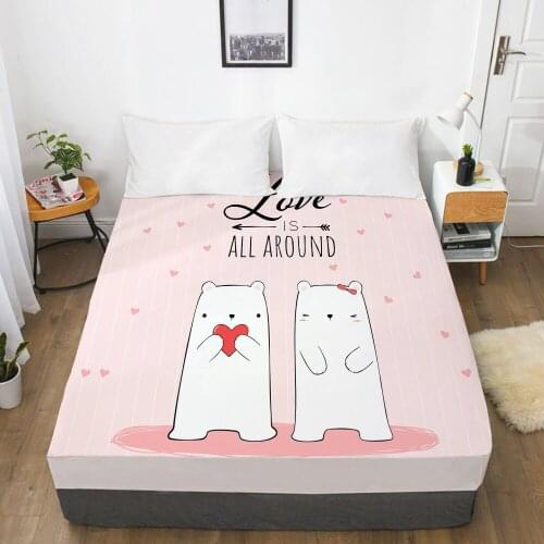 1pc Children Elastic fitted sheet bed sheet With An Elastic Band Bedding For Kids baby child Mattress Cover Bed cover Pink bear