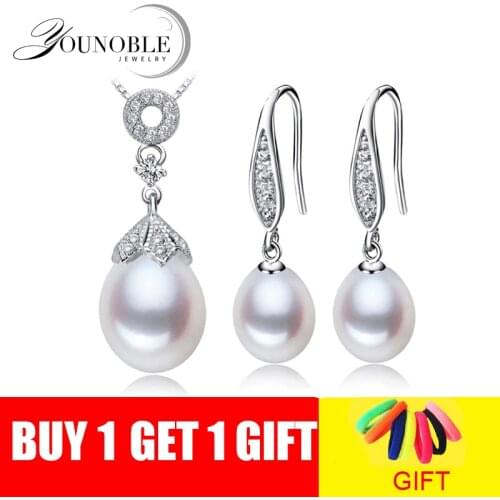 Real Natural Bridal Pearl Jewelry Set Women,white Pearl Set 925 Silver Pearl Necklace Earring Sets Conjuntos Joyas De Perlas