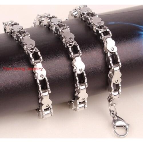 20"-36" lonng 5mm width choose 100% Brand New 316L Stainless Steel Silver Color Biker Link Chain Necklace Fashion Mens Jewelry