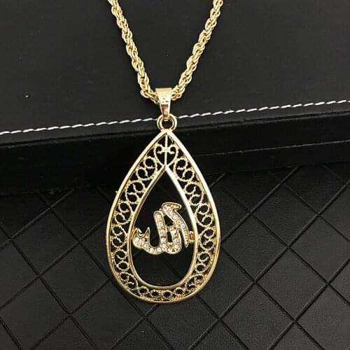 Moroccan Libyan bridal White Crystal Pendant Gold Algerian Round Pendant Flower Hollowed-out Necklace For Dubai Woman Party