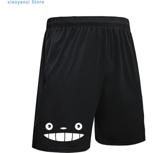 Mens Casual Summer Anime My Neighbor Totoro Face Print Pattern men women sports shorts running pants tops-3902