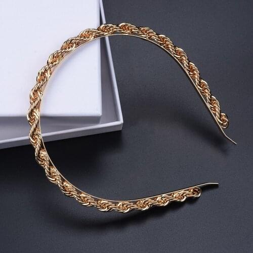 2020 New ZA Luxury Gold Metal Feel Hairbands Jewelry Women High Quality Geometric Statement Girls Headbands