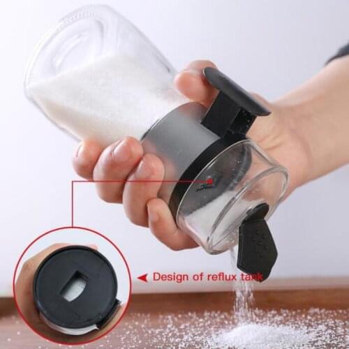 New Arrival Push Type Salt Dispenser Glass Sealed Bottles Salt Sugar Bottle Pepper Shaker Cooking Gadgets For Kitchen Supplies