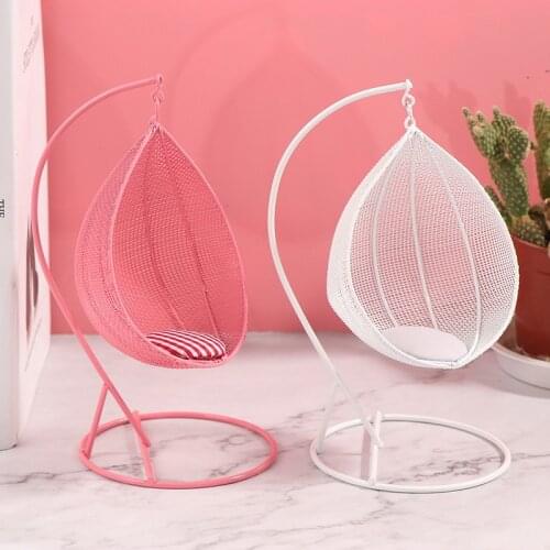 New 1:12 Dollhouse Miniature Furniture Metal Swing Chair Hammock Doll House Decor Toy Miniature Garden Furniture Swing