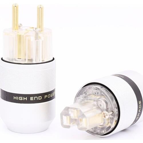One Pair Gold plated High End HiFi audioTransparent Schuko Power cable Extension adapter plug connector