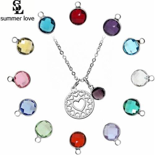 Blue crystal love heart necklace colares 2020 stainless steel birthstone necklaces & pendant wedding bridesmaid gift jewelry
