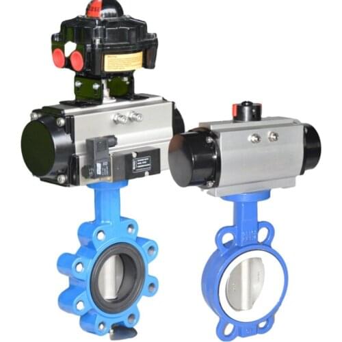 Ptfe lined rotork pneumatic actuator control wafer lug type butterfly valve for water supply