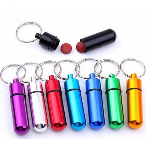 Portable Aluminum Alloy Medicine Bottle Health Care Sealed Small Key Chain Hanging Bottle DIY Pendant Charms Buckle Accessories