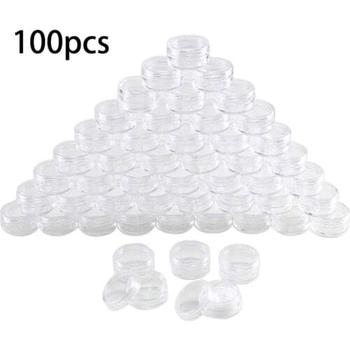 28TA 100pcs/set 5g Round Bottom Cream Jar Transparent Eye Cream Dispenser Portable Travel Mini Refillable Container Empty Bottle