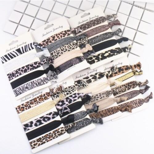 5pcs/set New Fashion Leopard Print Elastic Hair Bands Yoga Hair Ring Hair Accessories Women and Girls Headdress Hearwear