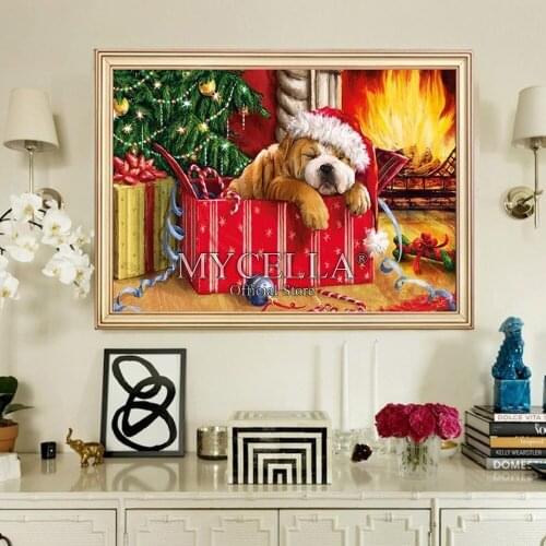 Christmas Diamond Painting Full Square Dog Paint With Diamonds Diamond Embroidery Animal Picture Of Rhinestone Home Decoration