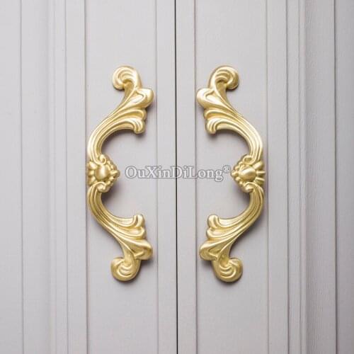 Elegant Beautiful 10PCS European Pure Brass Furniture Pens Handles Drawer Pulls Cupboard Wardrobe Kitchen Cabinet Pulls Handles