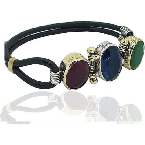 Hand Work Design Natural Stone Silver Authentic Bracelet