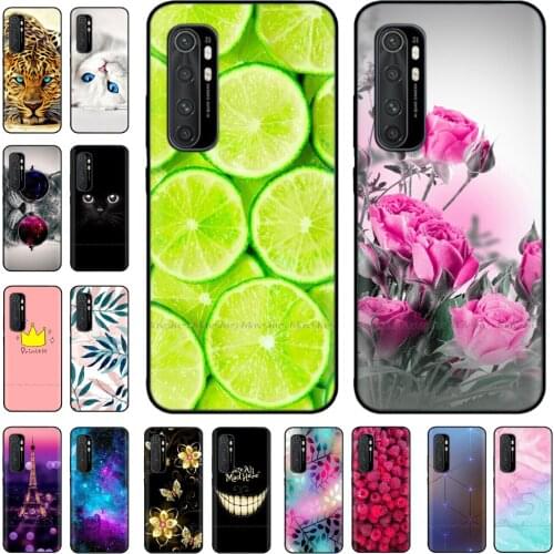 Silicon Case For Xiaomi Mi Note 10 lite Case Note10 Lite Cartoon Black TPU Bumper Phone Cover For Xiaomi Note 10 lite Case Coque