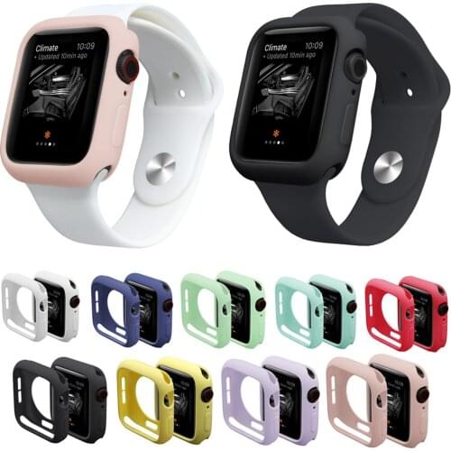 Candy Colors Silicone Protect Cover for Apple Watch 44mm 40mm Case Soft TPU Frame for iWatch Series 4 Series 5 Case
