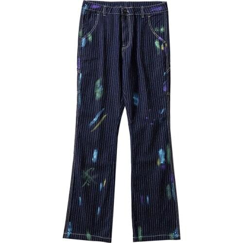 Swag Splash Ink Micro-Flare Jeans Skinny Men Hip Hop Fashion Painted Denim Trousers Women Streetwear Slim Fit Denim Jean 2021