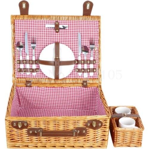 Willow-woven Picnic Basket, Rattan-woven Heat Preservation Basket, Picnic Basket, Ins Portable Folding Basket, Picnic Bag