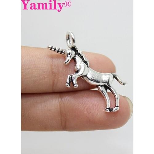 Yamily 10pcs--34x22mm Antique silver tone Unicorn Charms pendant Jewelry DIY Handmade Necklae