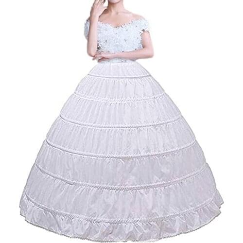 Women Crinoline 6 Hoops Skirt Ball Gown Petticoats Slips Floor Length Full Shape Underskirts for Wedding Dress