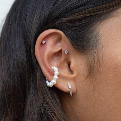 2020 New 925 Sterling Silver Spike Cz Stud Earrings For Women Wedding Small Huggie Earrings Tiny Minimal Dainty Stud Cz Errings