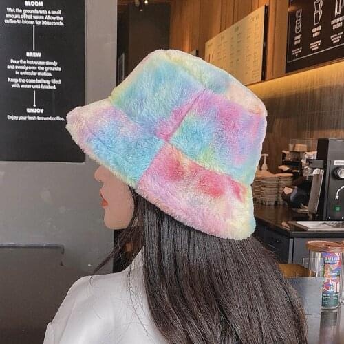Winter Leopard Print Faux Fur Letter Brand Plush Bucket Hats For Women Outdoor Warm Hat Soft Velvet Fisherman Cap Lady Fashion
