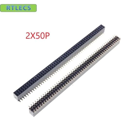 1000pcs 2x50 P 100 pin 1.27mm Pitch Pin Header Female dual row SMT straight Surface Mount PCB Rohs Lead free