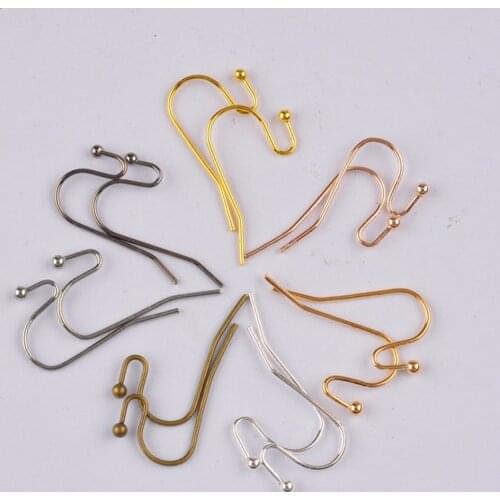 1000pcs Mixed Colors Ball End French S-shaped Earring Hooks Findings Ear Hook Wire Settings Base Settings For Jewelry Making