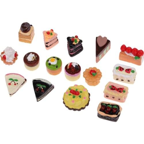 16 Pcs Assorted Tastes of Chocolate Jam Cakes Fruit Cake Dollhouse Miniature Toys 1:12 Dollhouse Kitchen Food