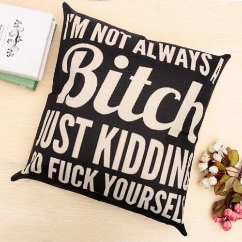 2 Styles 44x44/45x45cm Black Letters Cushion Covers Cotton Linen Throw Pillow Case almofadas for Sofa Bed Home Decoration