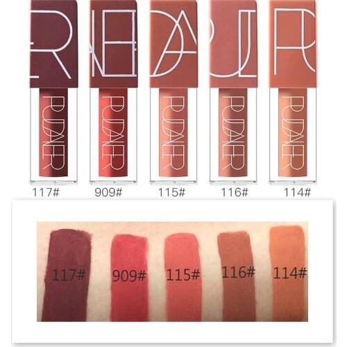 20Pcs/lot Pudaier Matte Lip Gloss Makeup Velvet Liquid Lipstick Non-stick Cup Lip Glaze Waterproof Lasting Lipstick 5 Colors/set