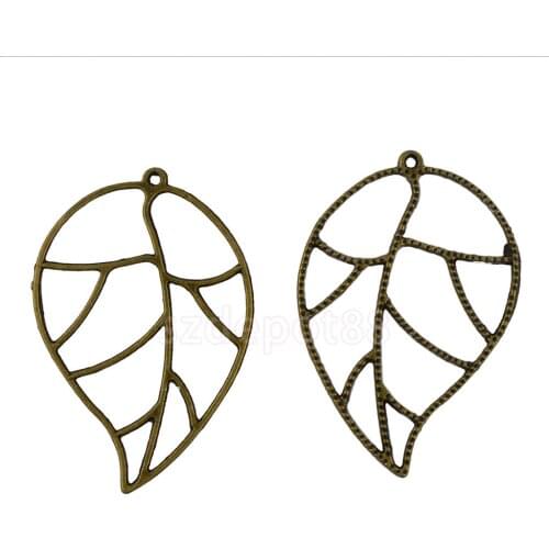 20pcs Retro Vintage Bronze Leaf Charms Pendant Jewelry Gift DIY Making 53 mm